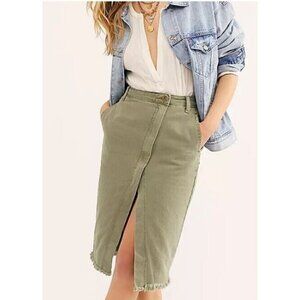 NEW One Teaspoon Society Denim Skirt Womens 22 Khaki Olive Green Oneteaspoon